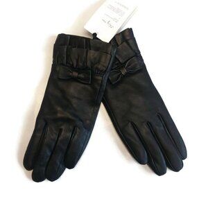 Black Leather Winter Gloves Womens XS/S A New Day 3M Thinsulate Touch Screen